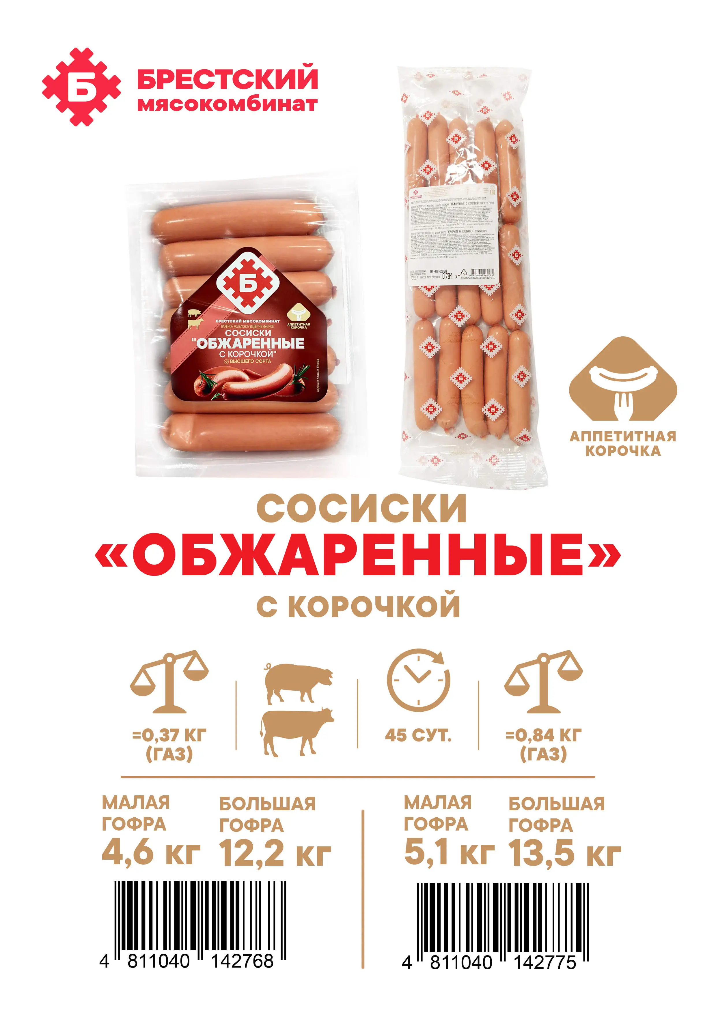 Сосиски "Обжаренные" с корочкой 370г